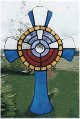 Stained Glass Canon Wheel Cross