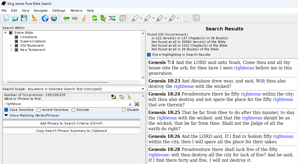 righteous 235 occurrences 222 Verses.png