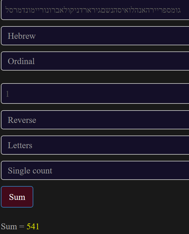 2701 in hebrew gematria std equal 541 in hebrew ordinal or israel named.